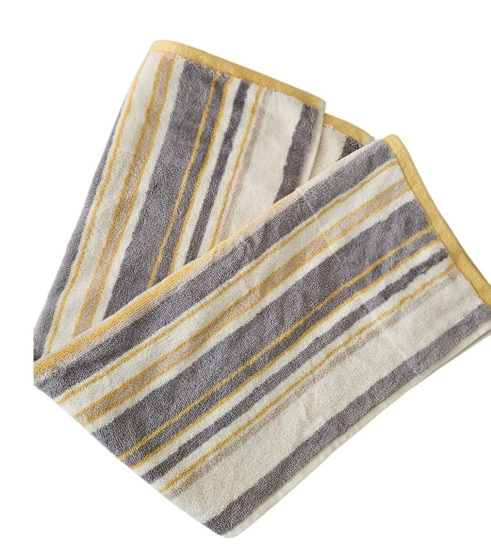 Threshold Accent Hand Towel Yellow Stripe 16x28 100% Cotton NWT
